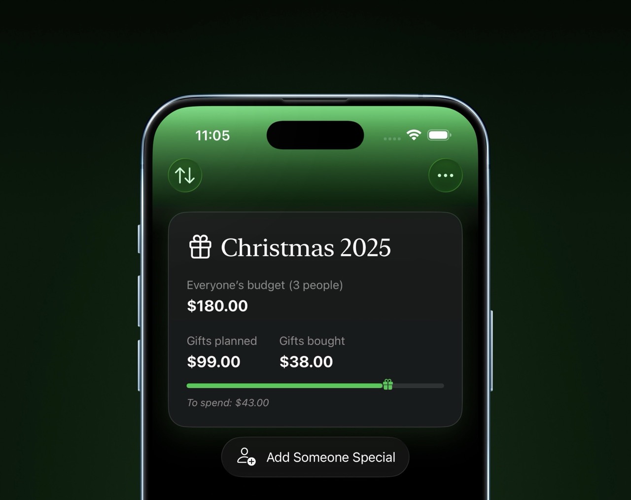 Screenshot of Giftmas app